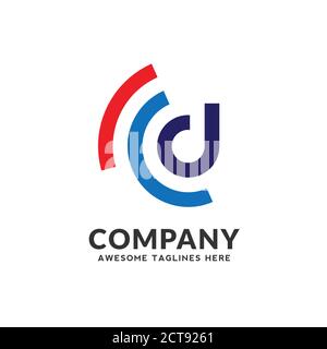 colorful initial letter D Signal Logo Design vector Stock Vector
