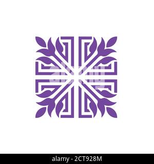 simple geometric flower with square lines color vector concept Stock Vector