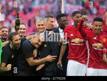 Manchester United celebrate winning the Community Shield Stock Photo