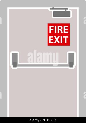 Fire Exit Door Icon. Flat Color Design. Vector Illustration. Stock Vector