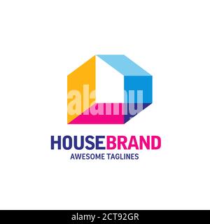 colorful house concept for home decoration logo, building house construction and staining vector Stock Vector