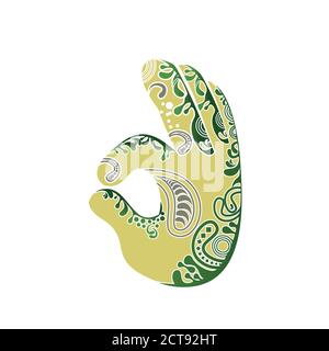 A vector illustration of Batik Ornament OK hand sign Stock Vector