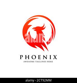 creative simple phoenix bird circle logo concept, best phoenix bird logo design Stock Vector