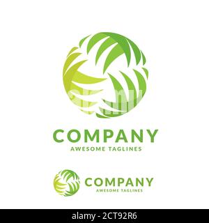 creative simple circle innovation green leaf element vector icon Stock Vector