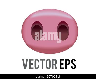 The vector gradient pink snout, nose of cute pig icon with two black nostrils Stock Vector