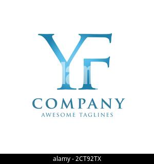 creative initial connected letters yf logo color  style Stock Vector