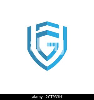 shield with initial letter G F Logo vector concept Stock Vector