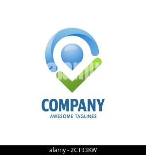 check point logo concept, location pin with check mark vector illustration Stock Vector