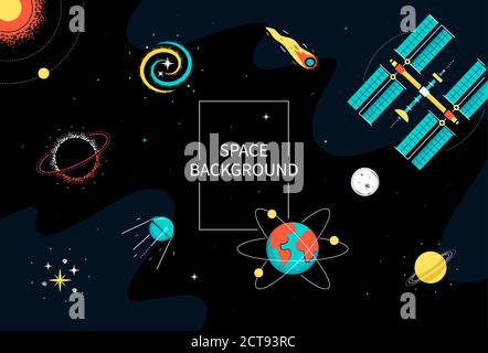 Space background - colorful flat design style illustration Stock Vector