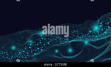 Geometric abstract background with connected line and dots. Structure molecule and communication. Big Data Visualization. Medical, technology, science Stock Vector