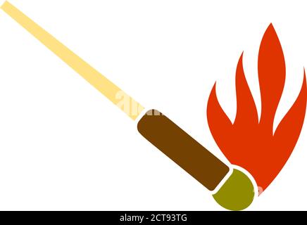 Burning Matchstik Icon. Flat Color Design. Vector Illustration. Stock Vector