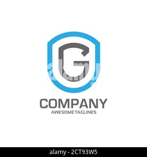 simple shield with initial letter G Logo vector concept Stock Vector