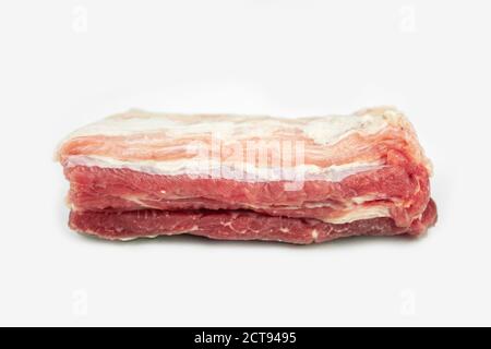 piece of fat pork ribs, raw meat, isolated on white Stock Photo