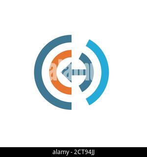 half circle line color connect with arrow logo concept Stock Vector