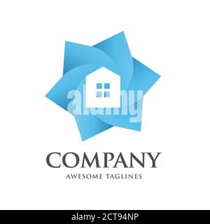creative Color house hexagon logo design template isolated on white background Stock Vector