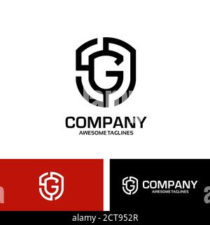 simple shield with initial letter G Logo vector concept Stock Vector