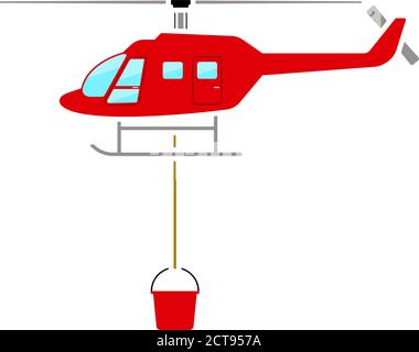 Fire Service Helicopter Icon. Flat Color Design. Vector Illustration. Stock Vector