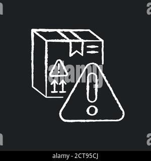 Dangerous cargo chalk white icon on black background Stock Vector