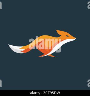 creative running Fox logo Design Concept illustration Stock Vector