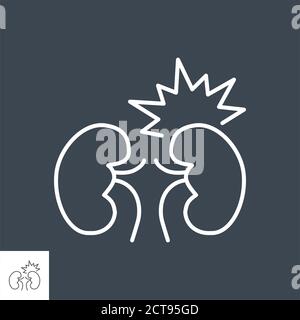 Kidney pain related vector thin line icon. Stock Vector