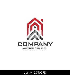 creative simple line house geometric logo vector, Premium Building Vector illustration logo design Stock Vector