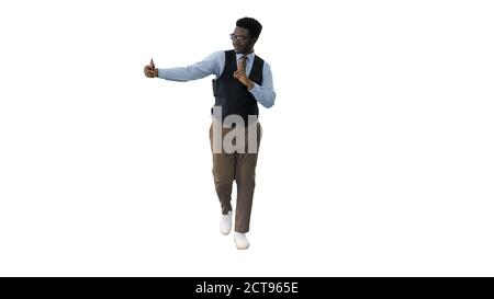 African american businessman making selfies with his phone while Stock Photo