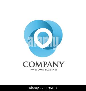 Map pointer with colorful circle background logo concept Stock Vector