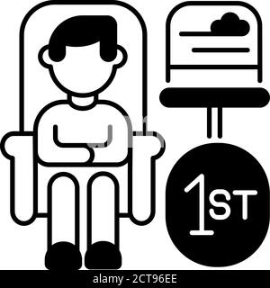 First class travel black linear icon Stock Vector