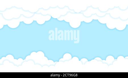 White fluffy cloud on blue sky outdoor landscape cartoon paper cut style  background vector illustration Stock Vector Image & Art - Alamy