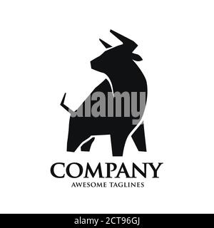 creative simple bull strong silhouette logo vector concept Stock Vector