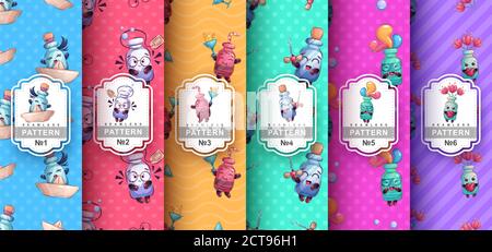 Adorable bottle - set seamless pattern Stock Vector