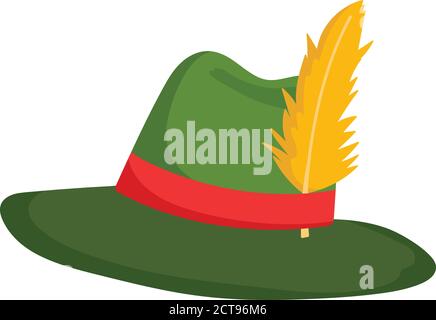 green hat with feather acccesory isolated icon over white background vector illustration Stock Vector