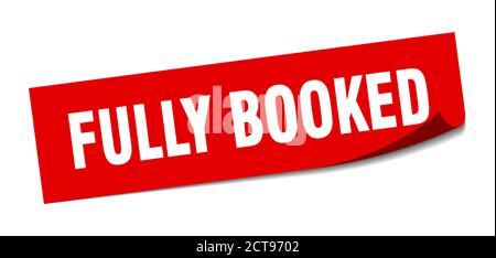 fully booked sticker. square isolated peeler sign. label Stock Vector