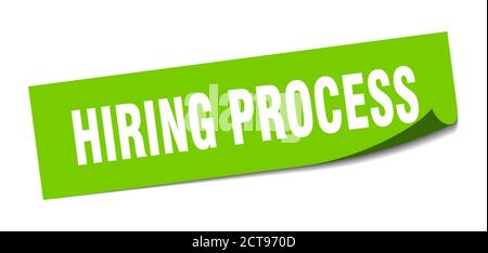 hiring process sticker. square isolated peeler sign. label Stock Vector