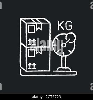 Cargo weight chalk white icon on black background Stock Vector
