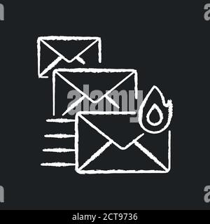 Priority mail chalk white icon on black background Stock Vector