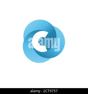 creative initial letter c with three blue circle color logo vector concept Stock Vector