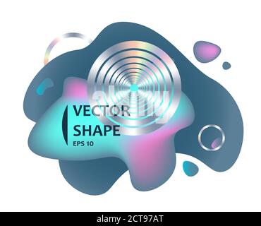 Holographic futuristic vector banner. modern abstract colorful fluid design element Stock Vector