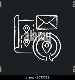 Change address chalk white icon on black background Stock Vector
