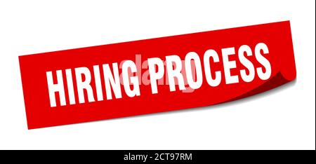 hiring process sticker. square isolated peeler sign. label Stock Vector