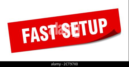 fast setup sticker. square isolated peeler sign. label Stock Vector