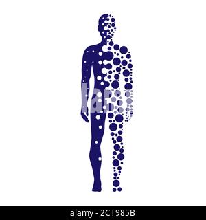 Abstract silhouette human with blue circles dotted logo vector Stock Vector