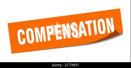 compensation sticker. square isolated peeler sign. label Stock Vector