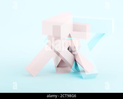 Abstract digital graphic background, geometric installation. Double exposure mixed media effect, 3d rendering illustration Stock Photo