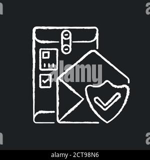 Cargo insurance chalk white icon on black background Stock Vector