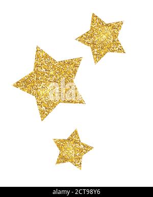 Beautiful Golden glitter sparkles stars. Vector Illustration Stock Vector