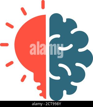 Human brain with light bulb colored icon. Creative idea, brainstorm, thinking symbol Stock Vector