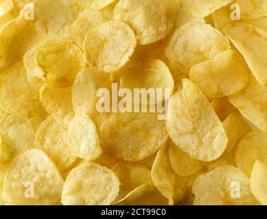 potato chips background, top view Stock Photo