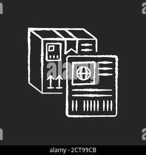 Shipping label chalk white icon on black background Stock Vector
