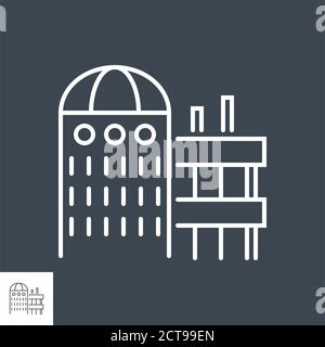 Laboratory Building related vector thin line icon. Stock Vector